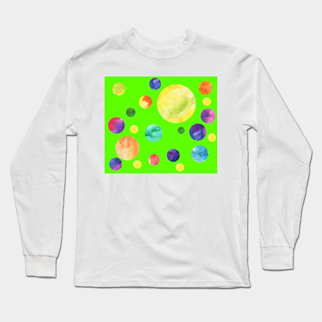 Green watercolor dots design - abstract Long Sleeve T-Shirt by lausn